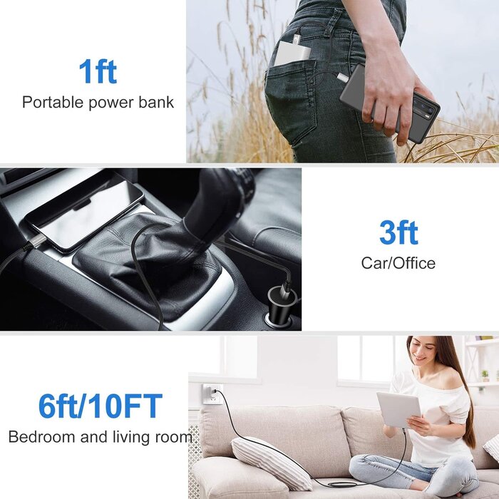 USB-C-6FT - SMALLElectric USB Type-C to A Cable 6ft Braided Fast Charging 3A Quick Charger Cord, 6 Foot Compatible iPhone 16/15,Samsung Galaxy S10 S9 S8 Plus, Note 10 9 8, LG V50 V40 G8 G7(Grey)