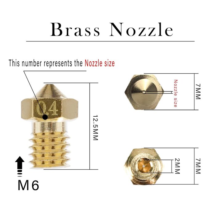 XIFOWE E-PT - XIFOWE Nozzles 22 pcs 3D Printer Extruders Brass Nozzles for V5-V6 3D Printer, 0.2mm, 0.4mm, 0.6mm, 0.8mm, 1.0mm, with DIY Tools and A Ten-Grid Parts Box, Compatible with I3 A8 MK3/MK3S Clone