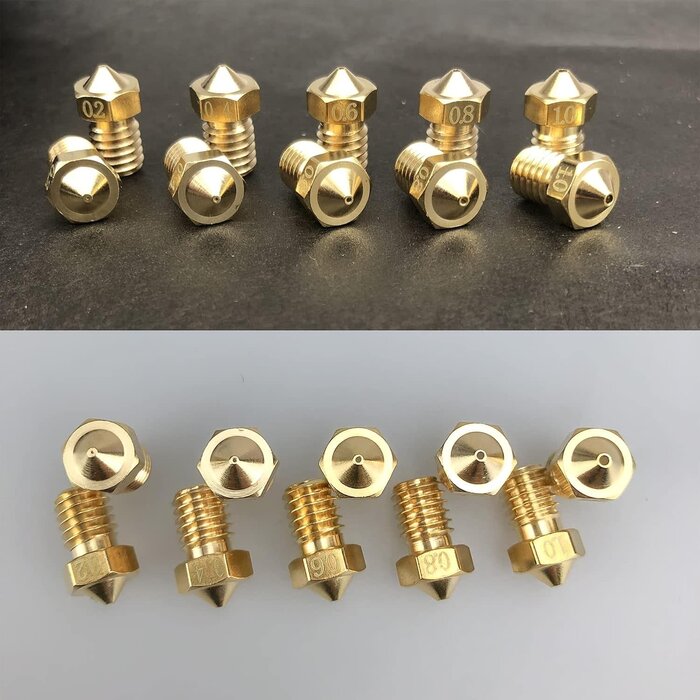 XIFOWE E-PT - XIFOWE Nozzles 22 pcs 3D Printer Extruders Brass Nozzles for V5-V6 3D Printer, 0.2mm, 0.4mm, 0.6mm, 0.8mm, 1.0mm, with DIY Tools and A Ten-Grid Parts Box, Compatible with I3 A8 MK3/MK3S Clone