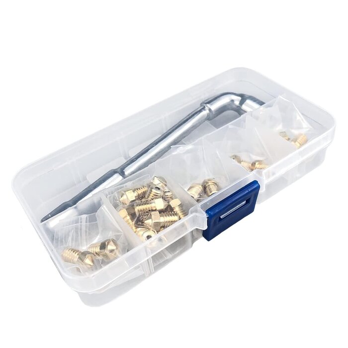 XIFOWE E-PT - XIFOWE Nozzles 22 pcs 3D Printer Extruders Brass Nozzles for V5-V6 3D Printer, 0.2mm, 0.4mm, 0.6mm, 0.8mm, 1.0mm, with DIY Tools and A Ten-Grid Parts Box, Compatible with I3 A8 MK3/MK3S Clone
