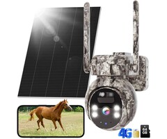 Hiseeu TDK04UY - Hiseeu 4G Camera, 4G Cellular Game Cameras, No WiFi Security Camera, Solar Trail Cam Wireless Outdoor, 2k Color Night Vision, Without WiFi Need, 64G SD & 300MB SIM Card Included (4G Camo-Summer)