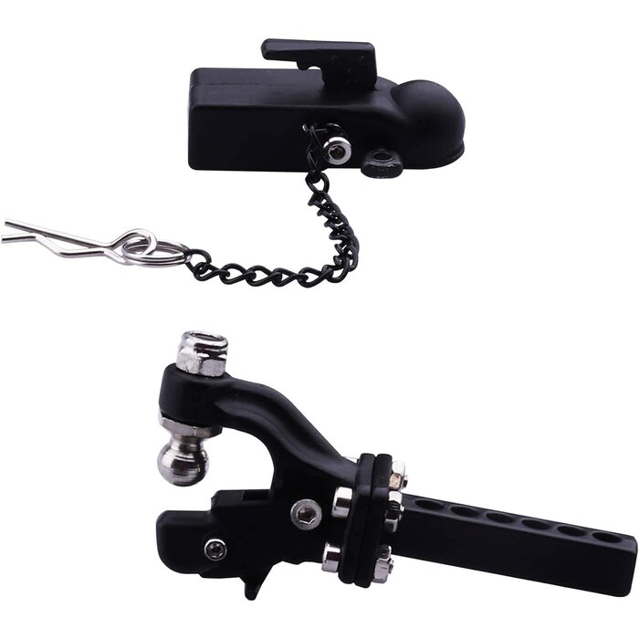 HOBBY-PARK-9680 - HobbyPark Scale Simulation Metal Trailer Hitch Drop Hitch Receiver Tow Hook Shackles w/Ball Buckle for RC Crawler Traxxas TRX4 Axial SCX10 90046 90047