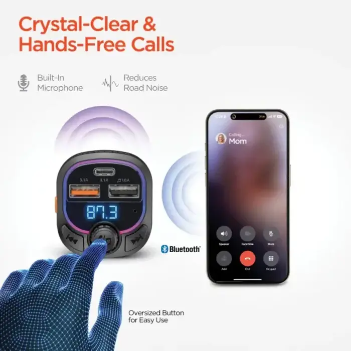 HPL15857 - HyperGear® IntelliCast Road FM Transmitter Car Charger, Black