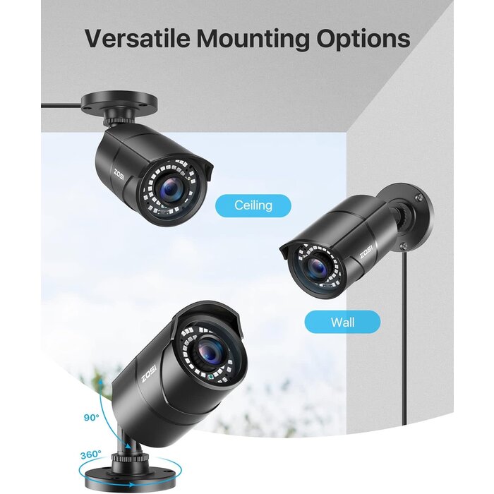 ZOSI-1920TVL-1 - ZOSI 1080P 1920TVL Security Camera Outdoor Indoor, Hybrid 4-in-1 TVI/CVI/AHD/960H CVBS Bullet Cam for Analog Home Office Surveillance DVR CCTV System,IP67 Weatherproof,120ft IR Night Vision,Black