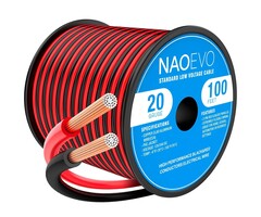 NAOEVO 20-GAUGE-WIRE - NAOEVO 20 Gauge Wire 100FT, 2 Conductors Electrical Wire Red Black Cable, Flexible/Low Voltage/PVC 20 AWG Copper Clad Aluminum Extension Cord for Speaker Wire, LED Wire, Automotive Wire 12V/24V DC