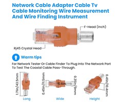 ZDRU F-TYPE/F2RJ45/M - ZDRU F-Type Female to RJ45 Male Coaxial Converter Ethernet Adapter, Coax Straight Connector for Cable Line Tester Monitor Digital Signal Compatible, Orange