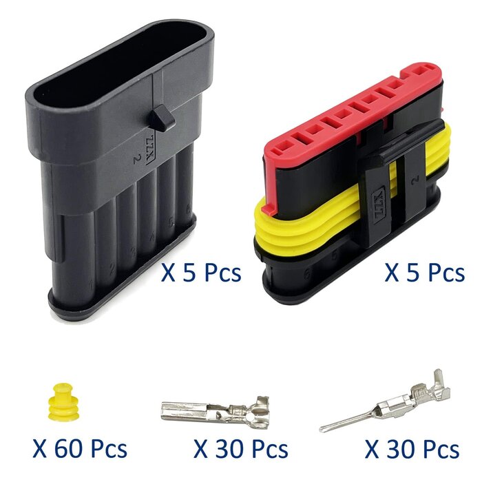 6PIN-CONNECTOR-KIT - Twippo 5 Kit 6 Pin Connector Automotive Electrical Connectors Quick Connect and Disconnect 6 Wire Connectors Waterproof Connector 6 Way