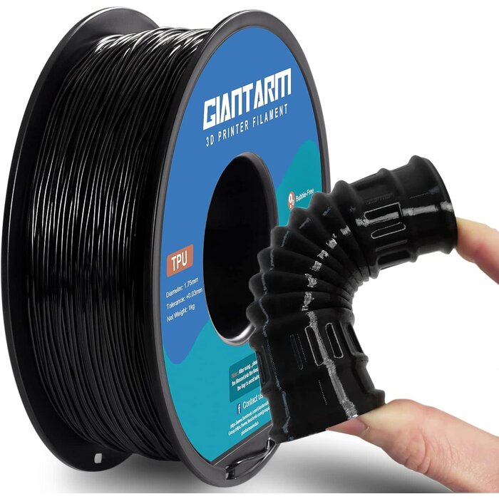 GIANTARM TPU-1148 - GIANTARM TPU Filament 1.75mm Flexible Soft 3D Printer Consumables Black, 95A 1kg Spool (2.2 lbs.), Dimensional Accuracy +/- 0.05 mm