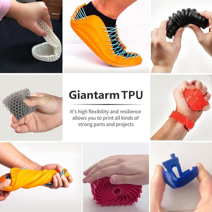GIANTARM TPU-1146 - GIANTARM Clear TPU Filament, 95A TPU Filament 1.75mm, Dimensional Accuracy +/- 0.03, Flexible Soft 3D Printer Filament 1kg Spool(2.2 lbs), Vacuum Packaging