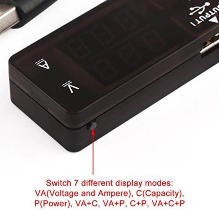 USB Tester Multimeter with Dual USB-A & USB-C Ports, Color LED Display, and 7 Modes for Monitoring Voltage, Current, and Power