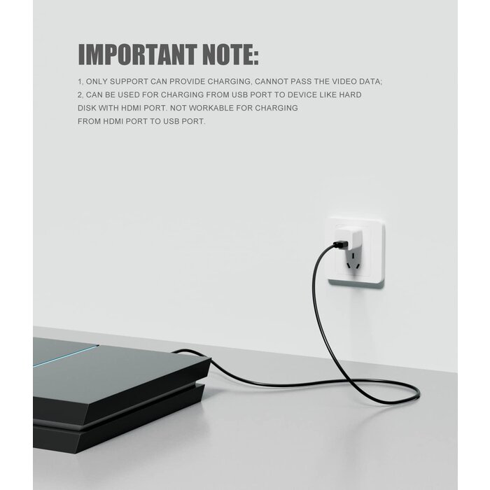 SNLLMZI SNLLMZI-402 - SNLLMZI USB-A to HDMI Charger Cable, (1M / 3.3FT) USB-A 2.0 Male to HDMI Male Charger Cable Adapter, Used to Charge Devices Such as Hard Drives with HDMI Ports from The USB Port