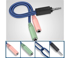 ENVEL 3.5M2SPLIT-3.5F - ENVEL Headset Y Adapter 2 Female to 1 Male 3.5mm Jack Cable with Separate Mic and Audio Headphone Connector Mutual Convertors for Gaming Headset, PS4, Xbox One, Notebook, Mobile Phone Laptop