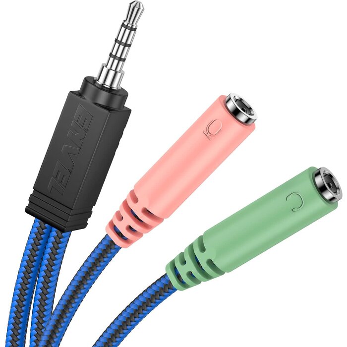 ENVEL 3.5M2SPLIT-3.5F - ENVEL Headset Y Adapter 2 Female to 1 Male 3.5mm Jack Cable with Separate Mic and Audio Headphone Connector Mutual Convertors for Gaming Headset, PS4, Xbox One, Notebook, Mobile Phone Laptop