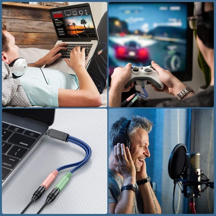 ENVEL 3.5M2SPLIT-3.5F - ENVEL Headset Y Adapter 2 Female to 1 Male 3.5mm Jack Cable with Separate Mic and Audio Headphone Connector Mutual Convertors for Gaming Headset, PS4, Xbox One, Notebook, Mobile Phone Laptop