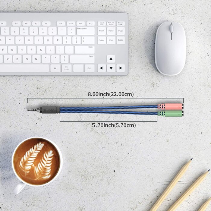 ENVEL 3.5M2SPLIT-3.5F - ENVEL Headset Y Adapter 2 Female to 1 Male 3.5mm Jack Cable with Separate Mic and Audio Headphone Connector Mutual Convertors for Gaming Headset, PS4, Xbox One, Notebook, Mobile Phone Laptop