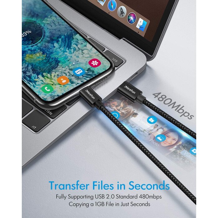 CLEEFUN USBC2C-3FT - CLEEFUN USB C to USB C Cable 3ft, 60W USBC to USBC Cable, Type C to Type C Charger Fast Charging Cord for iPhone 15/15 Pro Max/15 Plus, for iPad/Macbook, for Samsung Galaxy S24 S23