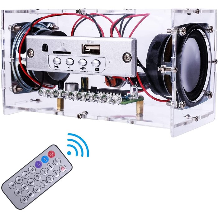 MiOYOOW DIY-SPEAKER-KIT - MiOYOOW - DIY Ḅḷueṭooṭḥ-Compatible Speaker Kit with LED Flashing Light Soldering Project USB Mini Home Stereo Sound Amplifier DIY Electronic Kits for Soldering Practice School Education