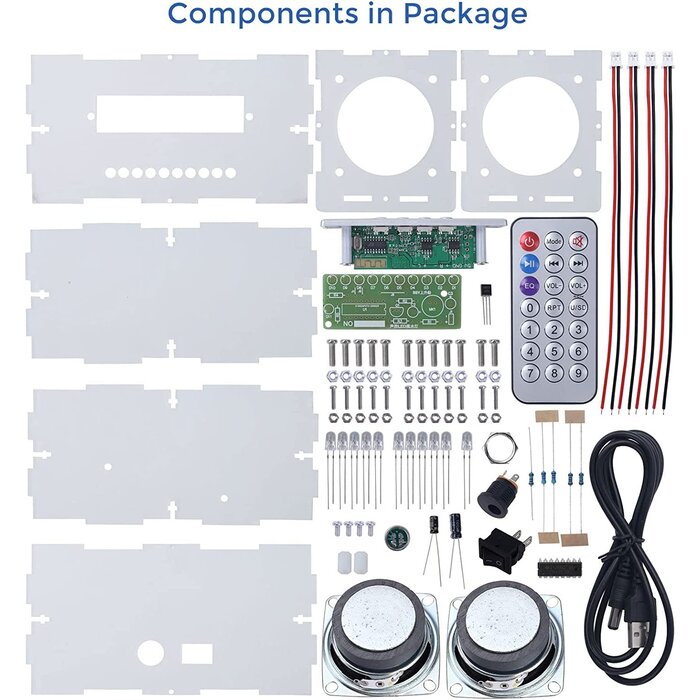 MiOYOOW DIY-SPEAKER-KIT - MiOYOOW - DIY Ḅḷueṭooṭḥ-Compatible Speaker Kit with LED Flashing Light Soldering Project USB Mini Home Stereo Sound Amplifier DIY Electronic Kits for Soldering Practice School Education