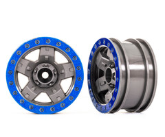 Traxxas 8180-BLUE -  Wheels, TRX-4® Sport 2.2 (Gray, Blue Beadlock Style) (2)