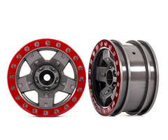 Traxxas 8180-RED -  Wheels, TRX-4® Sport 2.2 (Gray, Red Beadlock Style) (2)
