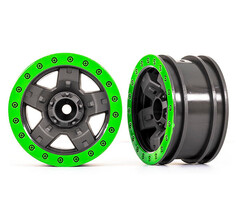 Traxxas 8180-GRN - Wheels, TRX-4® Sport 2.2 (Gray, Green Beadlock Style) (2)