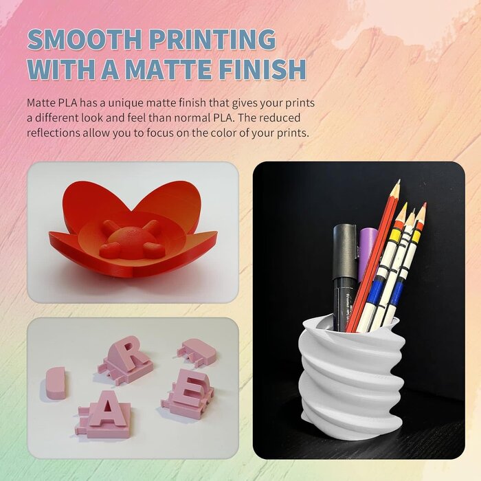 OVPLA-MTTE-WHT - OVERTURE White Matte PLA 3D Printer Filament 1.75mm, Matt Surface & Low Warping Filament 1kg Spool (2.2 lbs), Accuracy +/- 0.02 mm, Fit Most FDM Printers (Matte White)