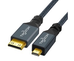 Twozoh HD-012-1.0M - Twozoh 4K Micro HDMI to HDMI Cable 3.3FT, High-Speed Full HDMI to Micro HDMI Braided Cord Support 3D 4K/60Hz 1080p