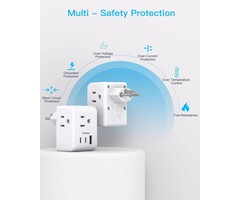One Beat TYPE-J-6 - One Beat Switzerland Travel Plug Adapter, Swiss Outlet Adapter with 3 Outlets 3 USB Charging Ports(2 USB C), Type J Power Adapter, Travel Essentials US to Switzerland, Rwanda, Liechtenstein