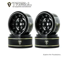 TREAL TR-CAR-TYPE-F-BLACK - TREAL 1.0 Beadlock Wheels Deep Dish Rims (4P) for SCX24 AX24 FCX24 TRX4M 1/24 1/18 Crawler Car-Type F, Black