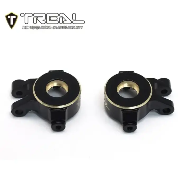 TREAL TR-BFSK-BLK-GLD - TREAL Brass Front Steering Knuckles Set 9.7g/pc (2P) L&R Heavy Weight Upgrades for 1/18 TRX4M TRX4MT, Black/Gold
