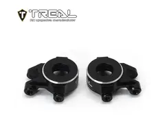 TREAL TR-AFSK-CNC-BLK-SLVR - TREAL Aluminum 7075 Front Steering Knuckles Set (2P) L&R CNC Machined Upgrades for 1/18 TRX4M TRX4MT, Black/Silver