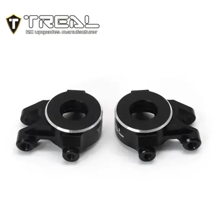 TREAL TR-AFSK-CNC-BLK-SLVR - TREAL Aluminum 7075 Front Steering Knuckles Set (2P) L&R CNC Machined Upgrades for 1/18 TRX4M TRX4MT, Black/Silver