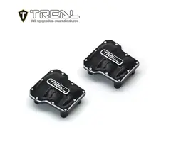 TREAL TR-AADC-CNC-BLK-SLVR - TREAL Aluminum 7075 Axle Diff Covers (2P) CNC Machined Upgrades for 1/18 TRX4M TRX4MT, Black/Silver