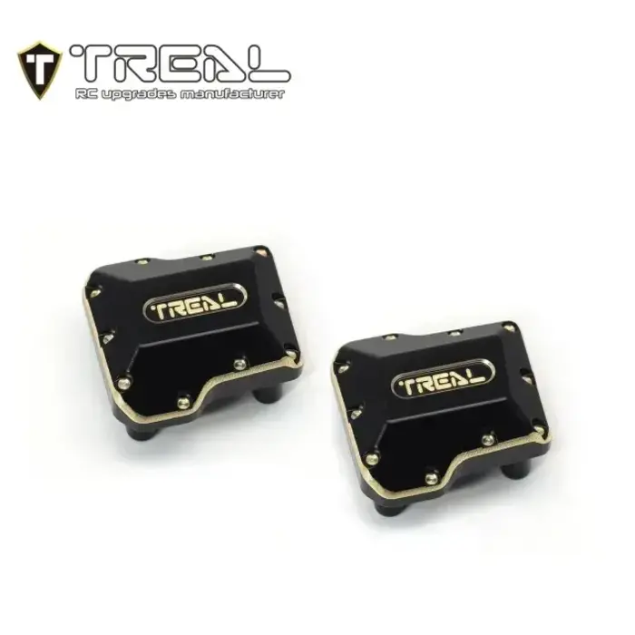 TREAL TR-AADC-CNC-BLK-GLD - TREAL Brass Axle Diff Covers (2P) CNC Machined Heavy Weight 15.8g/pc Upgrades for 1/18 TRX4M TRX4MT, Blacl/Gold