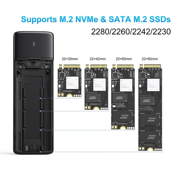 M.2-ENCLOSURE - MOKiN M.2 NVMe SATA SSD Enclosure Reader Tool-Free, NVMe PCIe SSD to USB C Adapter Reader Case