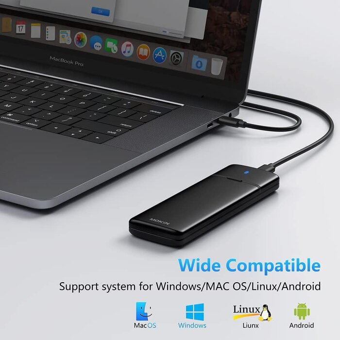 M.2-ENCLOSURE - MOKiN M.2 NVMe SATA SSD Enclosure Reader Tool-Free, NVMe PCIe SSD to USB C Adapter Reader Case
