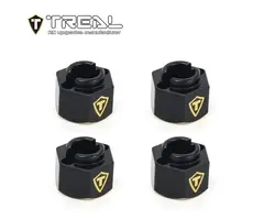 TREAL TR-BWH-BLK/GLD - TREAL Brass Wheel Hubs 7mm*6mm Hex, 1g/pc (4pcs) for 1/18 TRX4M Defender and Bronco (Black)