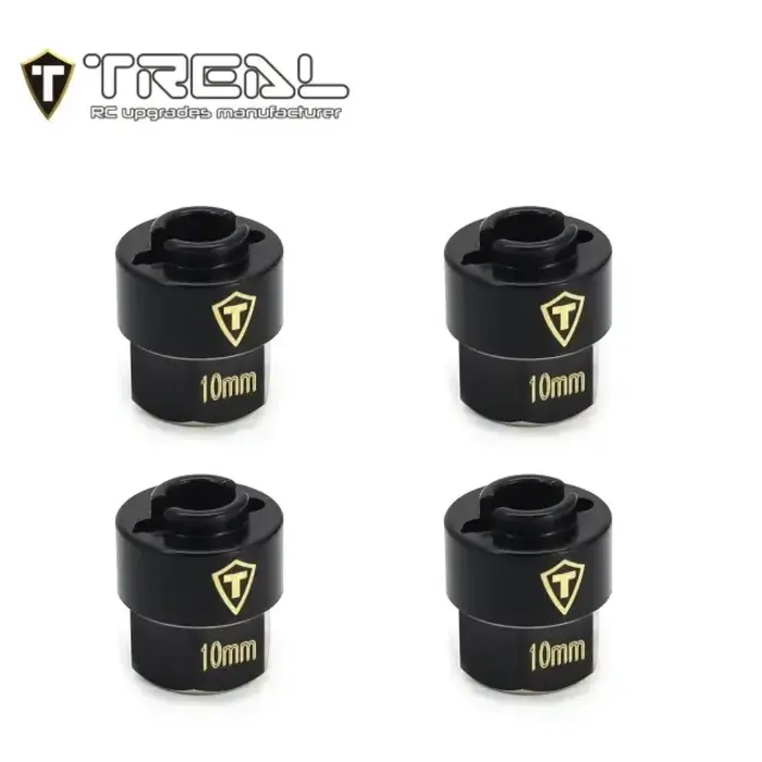 TREAL TR-BEWH-BLK - TREAL Brass Extended Wheel Hubs 7mm*10mm Hex, 3g/pc (4pcs) for 1/18 TRX4M Defender and Bronco (Black)