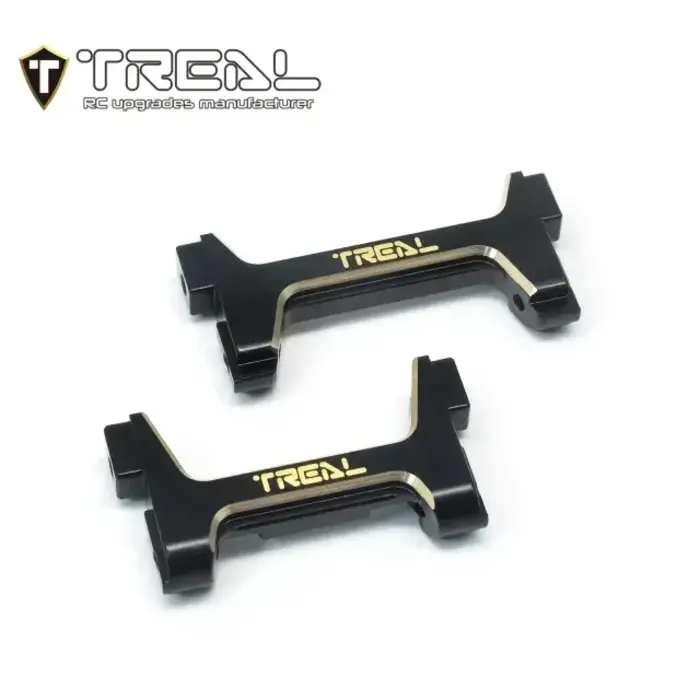 TREAL TR-BR/RBM-BLK/GLD - TREAL Brass Front and Rear Bumper Mounts Set (F&R) Heavy Weight Upgrades for 1/18 TRX4M Defender Bronco