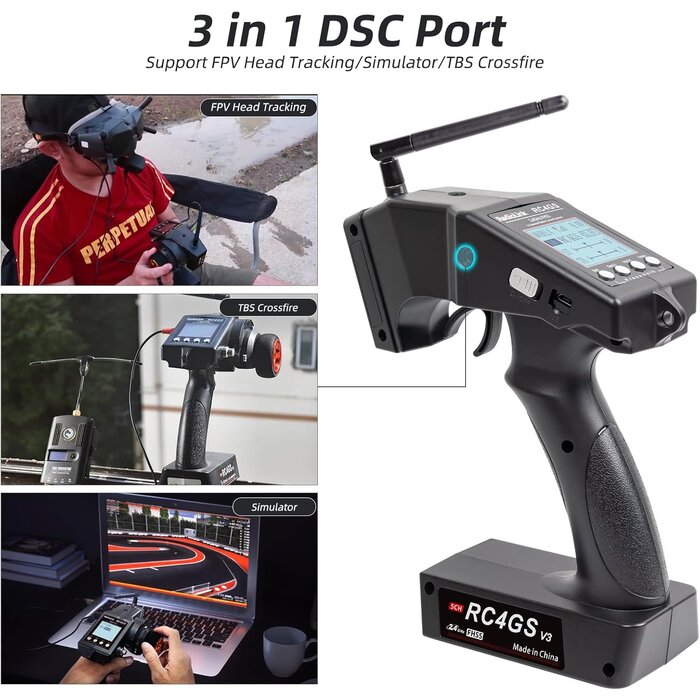 Radiolink RC4GS-V3 - Radiolink 5 Channel RC Transmitter and Receiver, 2.4GHz Surface Remote Controller R6FG Gyro RX Combo, 30 Models Storage for RC Crawler, Drifting, Bash, Buggy Cars and Boats