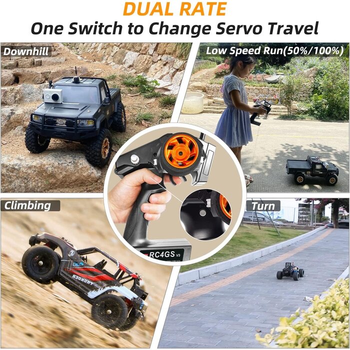Radiolink RC4GS-V3 - Radiolink 5 Channel RC Transmitter and Receiver, 2.4GHz Surface Remote Controller R6FG Gyro RX Combo, 30 Models Storage for RC Crawler, Drifting, Bash, Buggy Cars and Boats