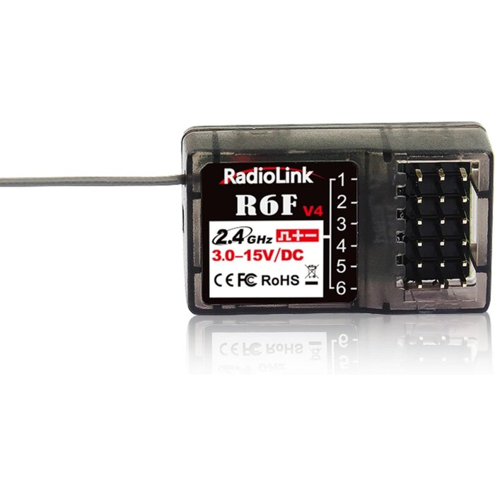 Radiolink R6F - Radiolink 2.4Ghz R6F 6 Channels RC Receiver Long Distance Control for Car/Boat Surface Remote Controller RC6GS V2/RC4GS V2/RC4GS V3/RC6GS V3 (No Gyro)