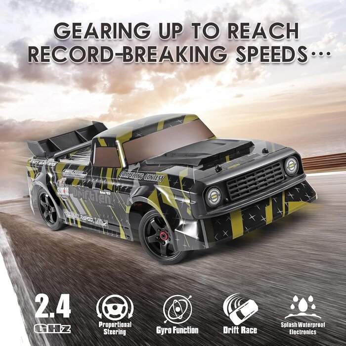 HAIBOXING DRIFTTEN-2196 - HAIBOXING DriftTen 1/18 Scale RTR Drift RC Car 28 KM/H High Speed with Gyro, 2.4 Ghz Electric Vehicle RTR 4X4 Remote Control Cars Drifting Race Toys for Adults Boys Girls Kids Gifts with Two Batteries