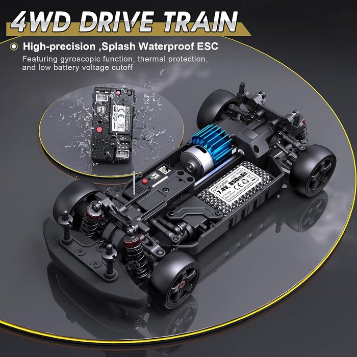 HAIBOXING DRIFTTEN-2196 - HAIBOXING DriftTen 1/18 Scale RTR Drift RC Car 28 KM/H High Speed with Gyro, 2.4 Ghz Electric Vehicle RTR 4X4 Remote Control Cars Drifting Race Toys for Adults Boys Girls Kids Gifts with Two Batteries