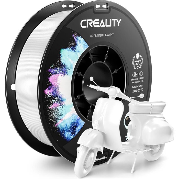 Creality CR-PETG-WHT - CREALITY PETG Filament 1.75mm 3D Printer Filament, 1kg (2.2lb) Neatly Wound Spool, Dimensional Accuracy ±0.03mm, Excellent Toughness, Fits for Most FDM 3D Printers, White PETG