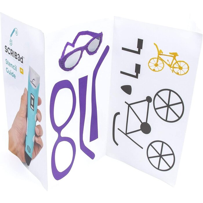 SCRIB3D SCRIB-PEN-P1 - SCRIB3D P1 3D Printing Pen with Display - Includes 3D Pen, 3 Starter Colors of PLA Filament, Stencil Book + Project Guide, and Charger