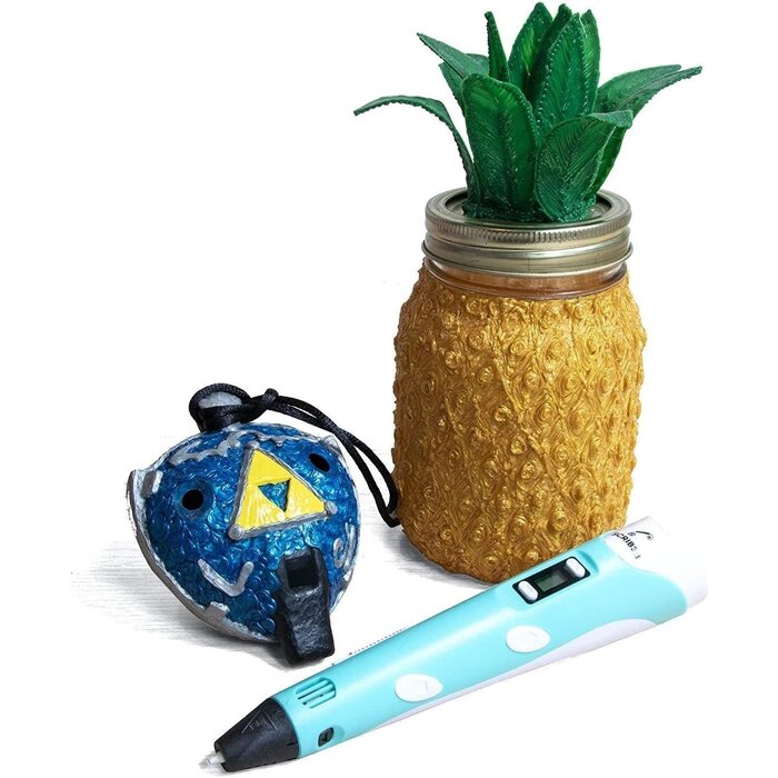 SCRIB3D SCRIB-PEN-P1 - SCRIB3D P1 3D Printing Pen with Display - Includes 3D Pen, 3 Starter Colors of PLA Filament, Stencil Book + Project Guide, and Charger