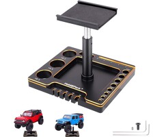 10767-10768 - HobbyPark 1/18 1/24 RC Crawler Work Stand 360 Degree Rotation Lift Or Lower RC Car Repair Workstation for TRX4M TRX4MT Axial SCX24 AX24 FCX24 Tools (Unassembled) (Black-Gold)