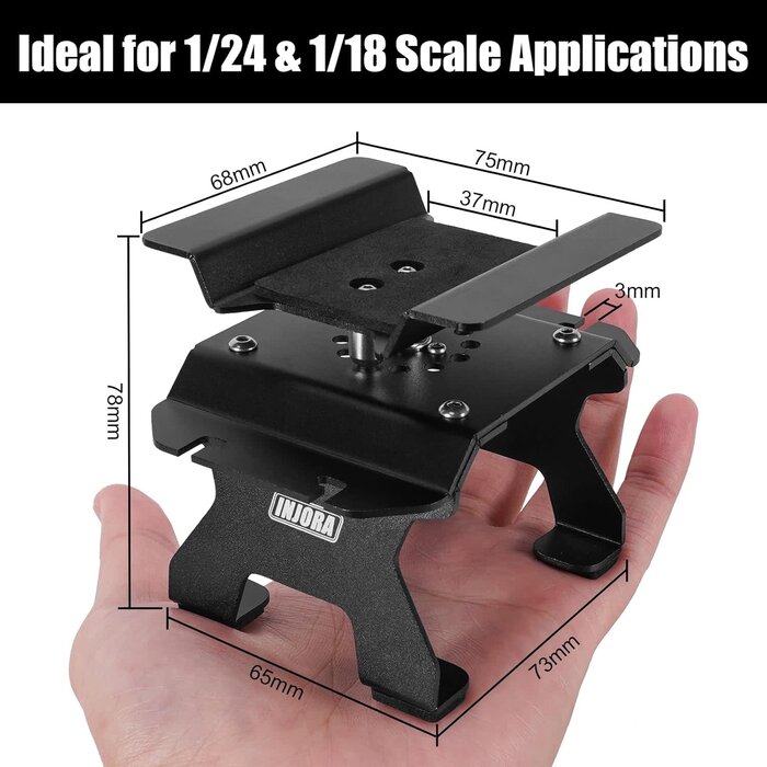 INJORA TOOL-63 - INJORA Aluminum 80g RC Car Stand with Shock Holder for 1/24 1/18 RC Crawler Upgrade (Black)