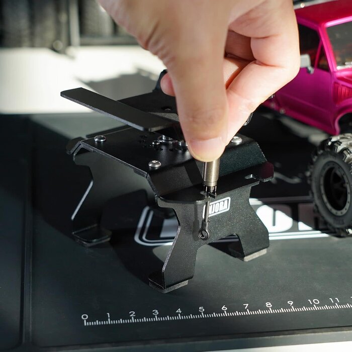 INJORA TOOL-63 - INJORA Aluminum 80g RC Car Stand with Shock Holder for 1/24 1/18 RC Crawler Upgrade (Black)
